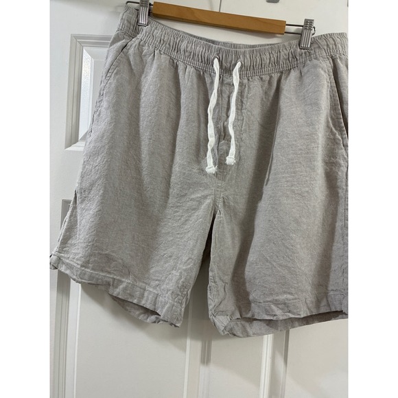 Tenth + Ocean Other - Tenth + Ocean Mens XL Washable Linen Blend Drawstring Shorts Light Grey Casual